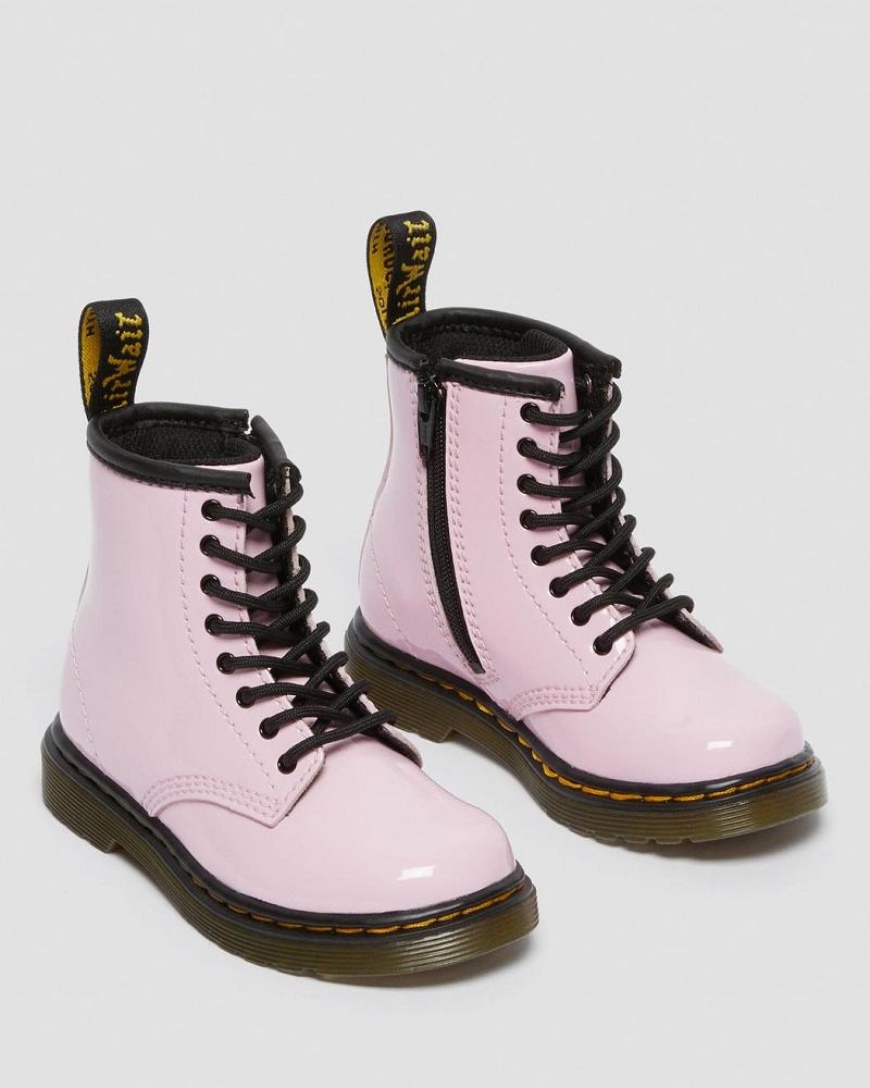 Pink Kids' Dr Martens Toddler 1460 Patent Leather Lace Up Boots | CA 701FDN